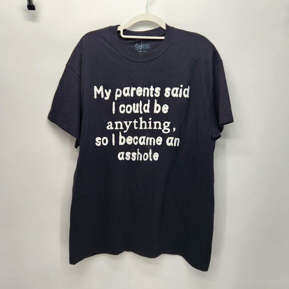 NWT Spencer's Black Novelty "My parents said I could..." Funny T-Shirt Men's L - Picture 1 of 7